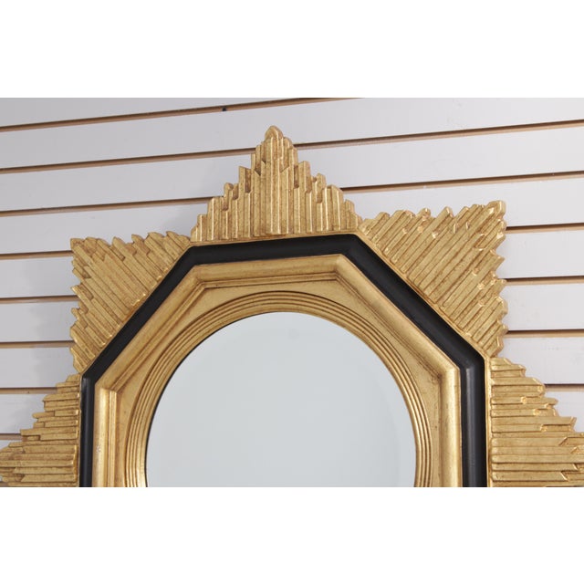 Friedman Brothers Friedman Brothers Gold & Black Star Design Mirror For Sale - Image 4 of 13