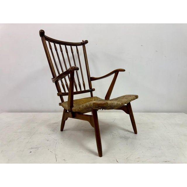 Dutch Stick Back and Rush Seat attributed to De Ster Gelderland, 1950s For Sale - Image 17 of 18