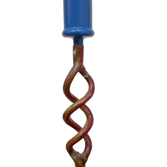 Modern Regency Blue and Gilt Brass Candlesticks, 1950s, Set of 2 For Sale - Image 9 of 12