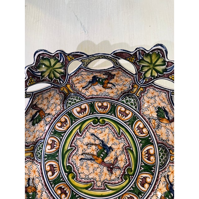 1990s Coimbra Ceramic - Hand Painted Portuguese Fruit Basket 5 For Sale - Image 5 of 12