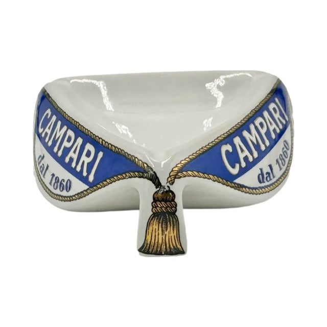 Vintage Campari Italy Dal 1860 Ashtray Ceramic Mid-Century 1960s For Sale - Image 9 of 12