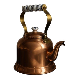 Museum-Grade Ken Carter Solid Copper Kettle, Unused With Original Booklet (Made in Korea) 1970s For Sale