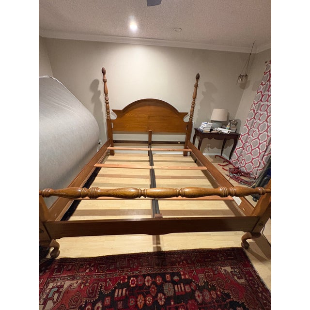 American Vintage Thomasville American Oak King Size Bed For Sale - Image 3 of 9
