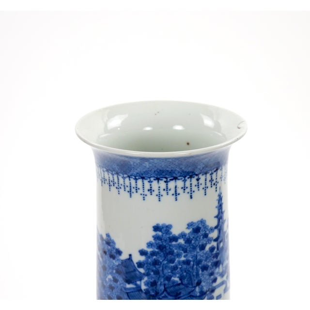 Chinoiserie Blue and White Chinoiserie Decorated Porcelain Tableware Vase Chinese, Late 19th For Sale - Image 3 of 10