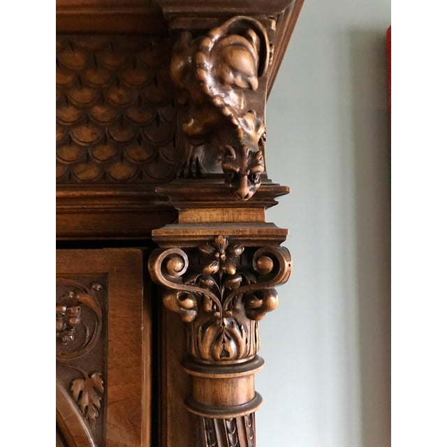 Early 20th Century Exquisite Neo-Gothic/Renaissance Revival Antique Armoire - A Rare Find For Sale - Image 16 of 18