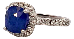 Natural Sapphire Diamond Ring Size 7 14k White Gold 2.51 Certified
