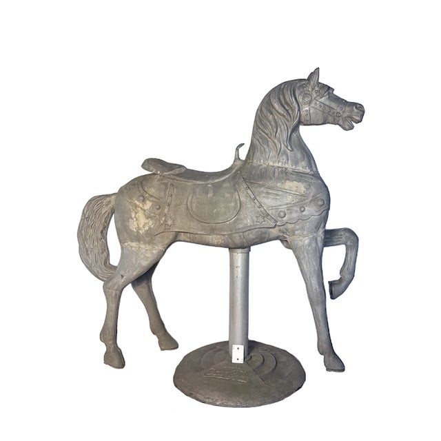 Vintage Cast Metal Coca-Cola Carousel Horse on Embossed Base For Sale - Image 4 of 13
