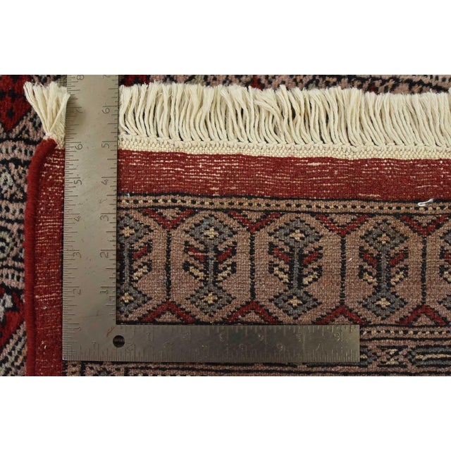 Bokhara Jaldar Rug 4’1” X 6’3” Red Wool Tribal Hand-Knotted Oriental Carpet For Sale - Image 11 of 11