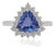 Victorian 1.38ct Trillion-Cut Tanzanite & Diamond Halo Ring 18k White Gold Size 8 For Sale