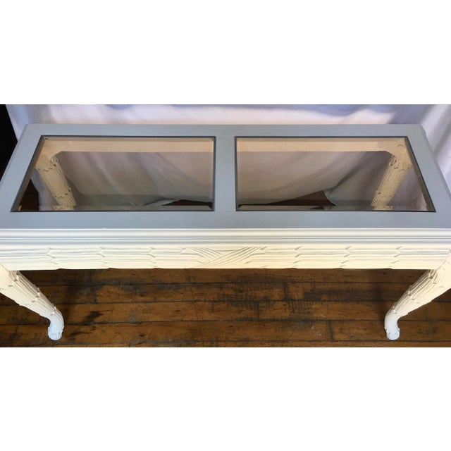 Serge Roche Style Plaster White Palm Carved Console Table For Sale - Image 10 of 13