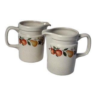 Vintage Wedgwood Quince Stoneware Creamers, Pair For Sale