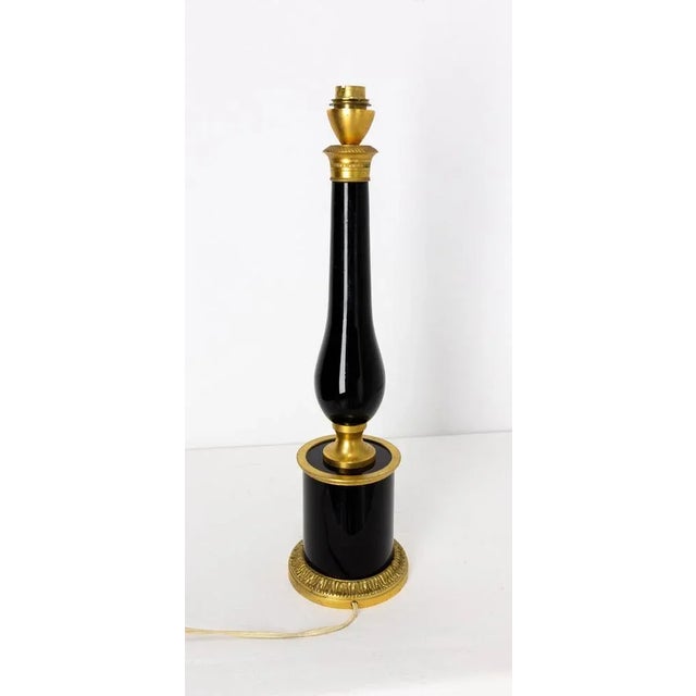 1960s Mid-Century French Black Glass and Brass Table Lamp, 1960s For Sale - Image 5 of 11