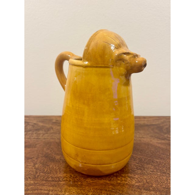 Mid-Century Modern Mid 20th Century French Biot Lion Head Ceramic Pitcher, Signed For Sale - Image 3 of 8