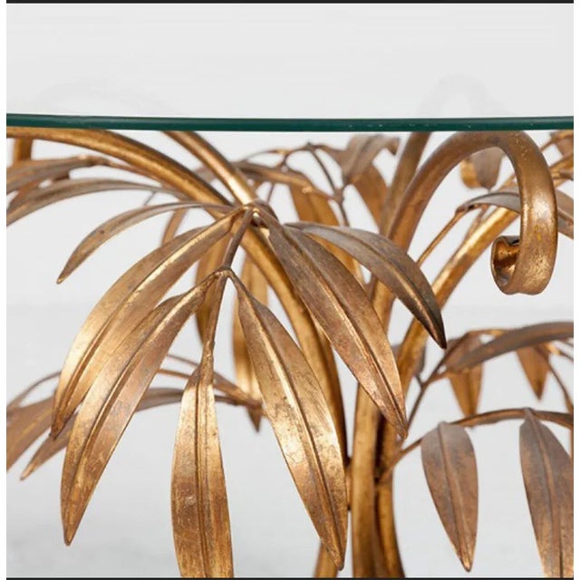 Gilt Metal Palm Tree Wall Sconces and Side Table by Hans Kögl, 1960s, Set of 3 For Sale - Image 4 of 13