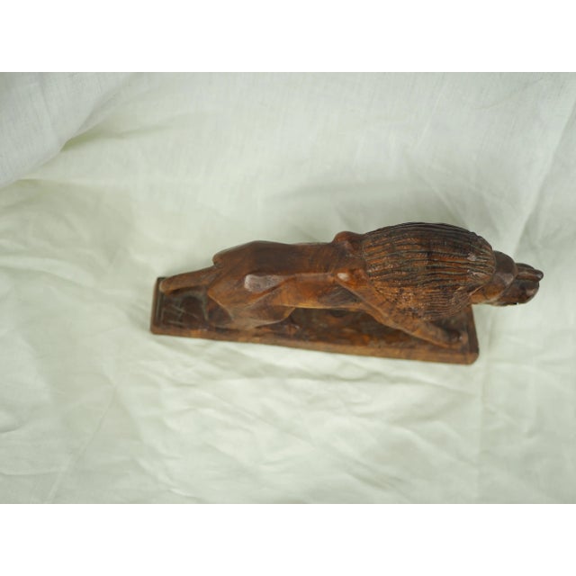 Burnt Umber Early 20th French Carved Walnut Wood Lion For Sale - Image 8 of 9