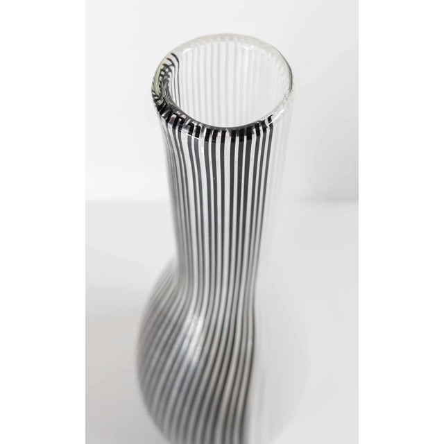 Glass Mid-Century Modern Italian Murano Black and White Art Glass Bottle Vase For Sale - Image 7 of 16