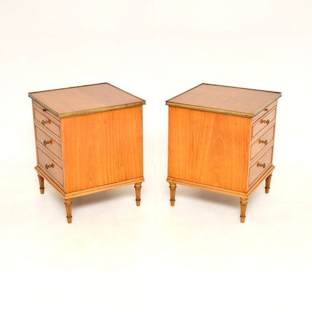 Wood Antique Satinwood Bedside Chests, 1900s, Set of 2 For Sale - Image 7 of 15