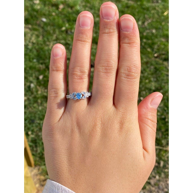 The Sarlat: Aquamarine Engagement Ring with Natural Diamonds in Platinum For Sale - Image 10 of 11