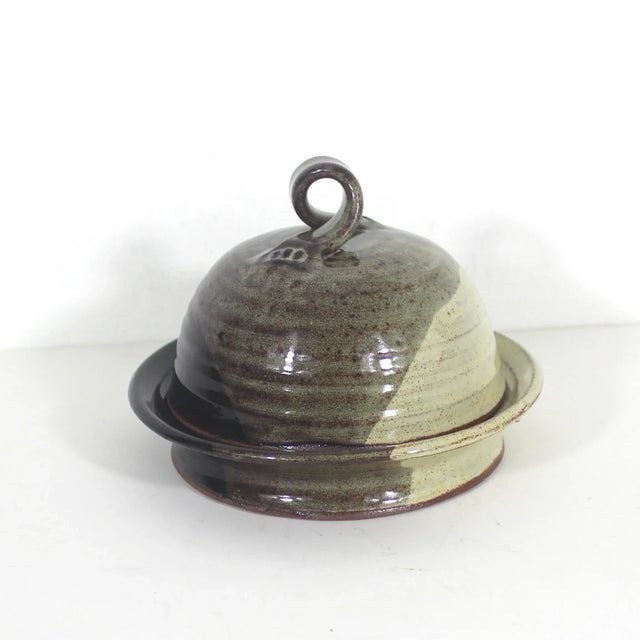 Beautiful vintage handmade, covered studio pottery dish. Add to your Bohemian kitchen decor, open shelf and use as a...
