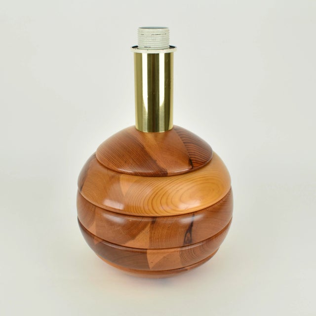 Modernist Pine Wood Table Light, 1970s For Sale - Image 10 of 11