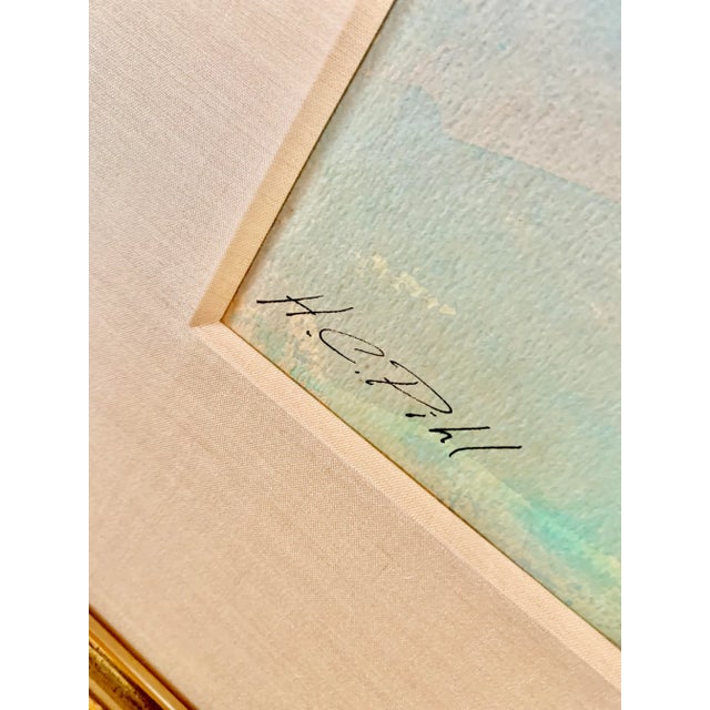 1960s Original H. C. Pihl 1967 Watercolor of Hook Point, Cooper’s Island, British Virgin Islands, Framed With Museum Conservation Glass For Sale - Image 5 of 11