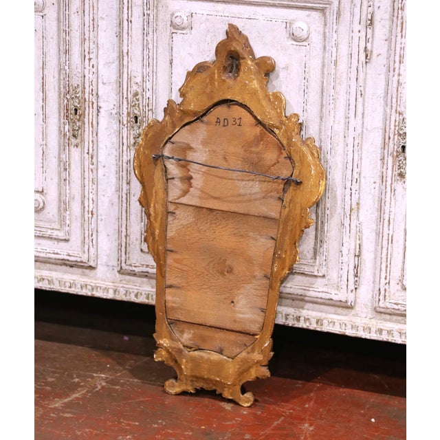 Wood 19th Century Italian Louis XV Carved Giltwood Wall Mirror With Mercury Glass For Sale - Image 7 of 7