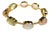Bochic "Capri" Vintage Pink Quartz, Peridot & Agate Bracelet 18K Gold & Silver For Sale
