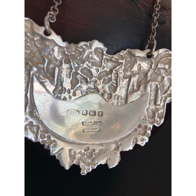 English English Sterling Silver Brandy Carafe Label with Chain For Sale - Image 3 of 12