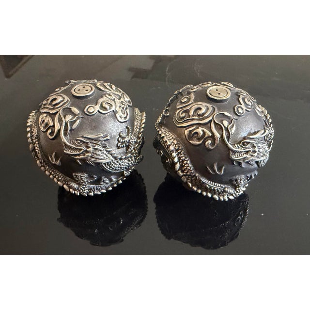 Silver L’Objet Spice Jewels Dragon Phoenix Salt/Pepper Shakers For Sale - Image 8 of 11