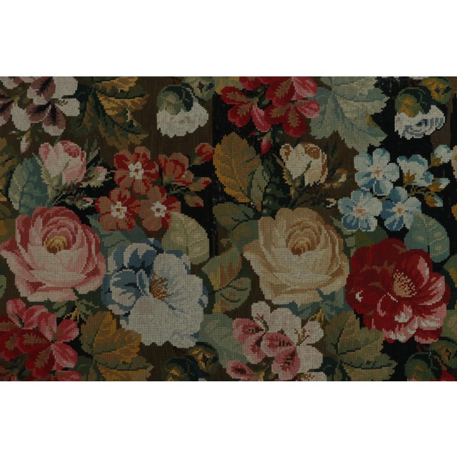 Late 19th Century Late 19th Century Antique Needlepoint Rug in With Red and Green Floral Patterns - by Rug & Kilim For Sale - Image 5 of 6