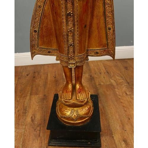 Thai Carved Standing Buddha Statue For Sale - Image 5 of 8
