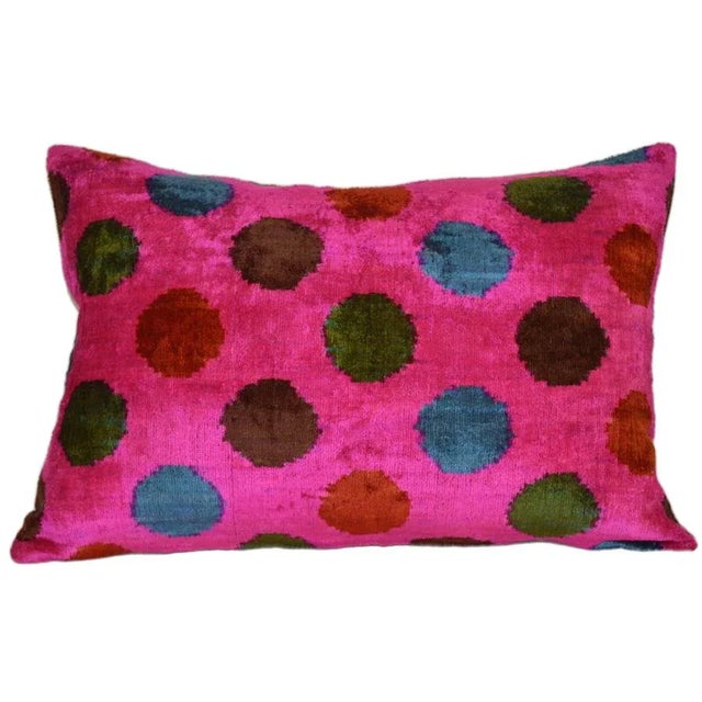 Contemporary Silk Uzbek Ikat Velvet Hand Made Pillow Cushion For Sale - Image 3 of 3