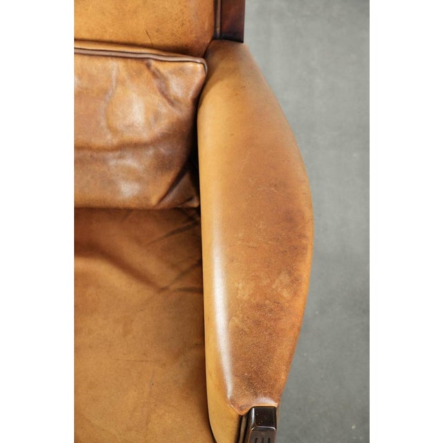 Brown Art Deco Chair in Sheepskin Leathr For Sale - Image 8 of 14