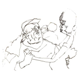 Mino Maccari, Figures, Mixed Media, 1960s For Sale