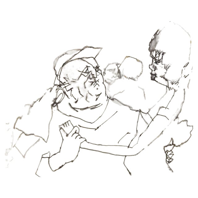 Mino Maccari, Figures, Mixed Media, 1960s For Sale