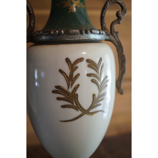 Early 20th Century French Sevres Style Porcelain and Bronze Mantle Urns - A Pair For Sale In San Antonio - Image 6 of 13
