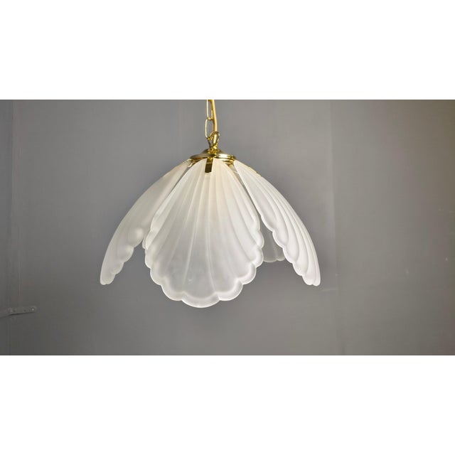 Vintage Italian Glass and Brass Chandelier, 1970s For Sale - Image 11 of 16