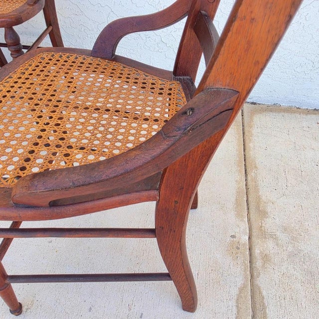 Antique Walnut Victorian Spindle Back Cane Seat Dining Chairs Set of 6 For Sale - Image 17 of 18