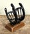Mid 20th Century Vintage Equestrian Iron Horseshoe and Nail Wine Bottle Holder on Wood Base For Sale - Image 5 of 6