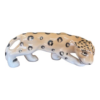 Vintage Erphila Germany Porcelain Leopard Figurine With Hand-Painted Details. For Sale