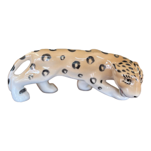 Vintage Erphila Germany Porcelain Leopard Figurine With Hand-Painted Details.