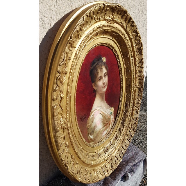 Chantron Alexandre-Jacques - Woman Portrait - Oil on Canvas, Framed - 1884 For Sale - Image 6 of 14