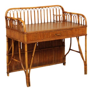 Antique Rattan Bent Bamboo Writing Desk For Sale