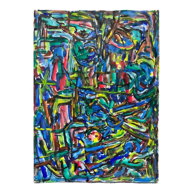 Abstract Expressionist Bay Area Fauvist Oil on Paper by Honora Berg Berkeley 1959 For Sale