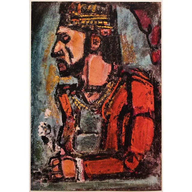 Red 1950s After Georges Rouault, First Edition Period Lithograph "The Old King" For Sale - Image 8 of 8