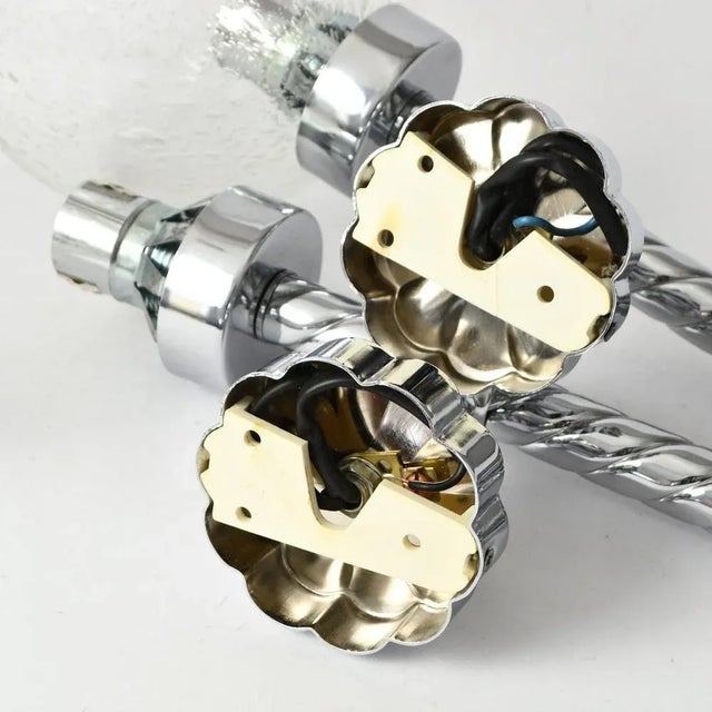 Bubble Glass and Chrome Sconces from Karl Lenz, 1970s, Set of 2 For Sale - Image 6 of 8