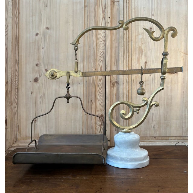 Traditional P Quindici 19th Century Chilog Brass and Marble Balance Scale For Sale - Image 3 of 11