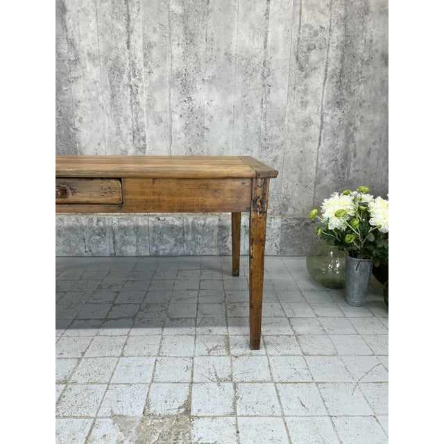 Kitchen Dining Table or Desk with 3 Drawers and Tapered Legs, 1890s For Sale - Image 13 of 17