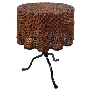 Cast Iron & Rattan Coffee Table For Sale