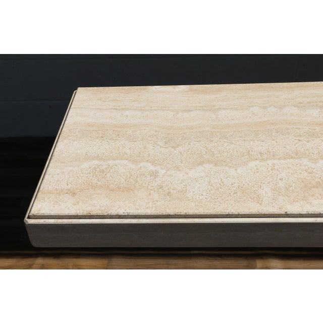Mid-Century Modern 1980s Italian Postmodern Travertine Console Table by Stone International | Made in Italy For Sale - Image 3 of 18